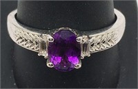 Sterling Silver Ring W Purple Stone