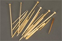 Quantity of Ivory and Bone Knitting Needles,