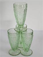 VTG INDIANA TIARA CHANTILLY GREEN TUMBLER GLASSES