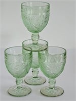 VTG INDIANA TIARA CHANTILLY GREEN GOBLET GLASSES