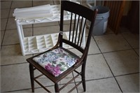 Antique Wooden Chair w/ Floral Upholstery