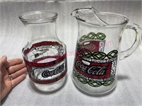 (2) Coca-Cola glass pitchers