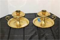 PAIR OF LARGE BRASS CANDLE STICKS