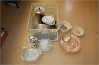 Large Lot of Glassware, stoneware & serving trays