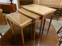 Nice Teak Nesting Tables (3) with Glass Inserts