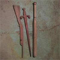 Bat, Wooden Sword, & Wooden Gun