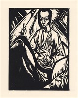 Erich Heckel original woodcut "Sick Girl" (Krankes