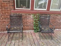 Two wrought iron patio bouncy chairs