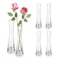 Hewory Glass Bud Vases for Centerpieces Set of 6,