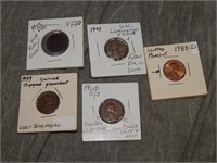 Group of ERROR cents 1939 & UP see pics