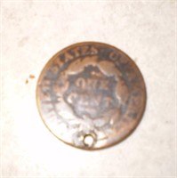 Une pièce de 1 cent USA 1818 avec un trou