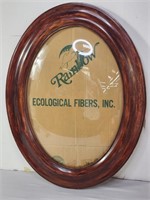 Vintage oval wood frame with convex glass