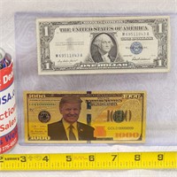 24k Gold Donald Trump $1,000 1957 $1 Silver Note