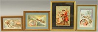 GROUPING OF FOUR FRAMED VICTORIAN TRADE CARDS