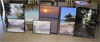 Five Framed Tropical Prints and Teo Framed