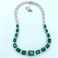 18K Gold Emerald & Diamond Necklace
