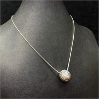 Sterling Silver Textured Ball Pendant Necklace