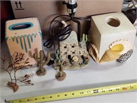 Tissue Boxes, Lamp and cactus Lot