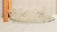 Fostoria footed Cake plate and sugar & 2 creamers