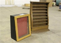 Display Cabinet w/Key & Wood Wall Shelf
