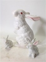 9.5" & 3.5" H Ceramic Rabbits
