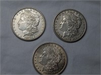 (3) Morgan Silver Dollars 1878, 1898, 1921 VF