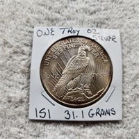 One Troy Oz. Silver Round 31.1 Grams Standard One