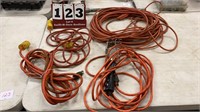 Lot of 4 Extension Cords & Trouble Light