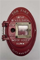 Antique Fire Alarm 1908 Cast Iron Oval