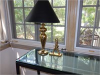 2 Pieces - Table Lamp and Brass Book End