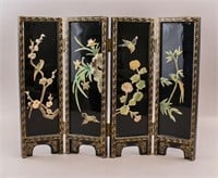 Chinese Black Lacquer Floral Table Screen
