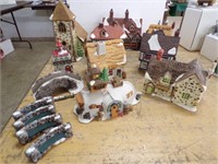 15 pc Dept 56 houses, bridges and stone wall