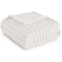 White Fleece Queen Blanket for Couch   Super