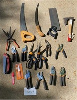 Lot of Pruning Saws Hand Ax Shears