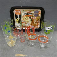 Tray Lot of Sour Cream Glasses