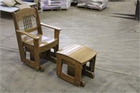 Amish Gliding Child Chair And Foot Stool