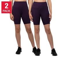 2-Pk Tuff Veda Women's LG Biker Short, Purple