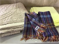 Amana Throw, taupe quilt. Bed blanket