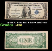 1935E $1 Blue Seal Silver Certificate Grades vf++