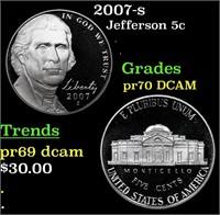 Proof 2007-s Jefferson Nickel 5c Grades GEM++ Proo