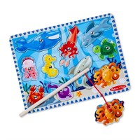 Melissa & Doug Magnetic Wooden Fishing Game and Pu