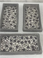 CONCRETE TRAYS W/ROSE DESIGN 15x7x2IN 3TRAYS