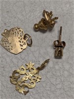 MARKED 14K SMALL CHARMS AND EARRINGS