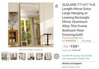 G965 GLSLAND 71"x31" Full Length Mirror