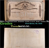 1864 Confederate States $500 Civil War Loan Bond G