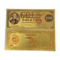 1882 Gold Plated $100 Certificate Novelty Note