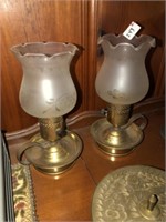 Pr of Vintage Etched Bedside lamps