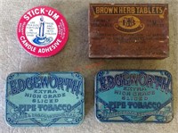 4 pcs. Antique Advertising Tins - Tobacco & More