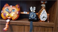 3 cat themed clocks cats tail wag Kit Cat Klock