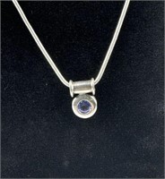 925 Silver Sapphire Pendant Necklace